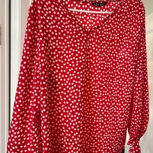 SHEIN Red and White Patterned Blouse